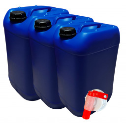 Lot de 3x Bidon Jerrican Plastique 25 Litres Bleu