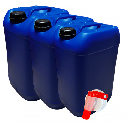 Lot de 3x Bidon Jerrican Plastique 25 Litres Bleu